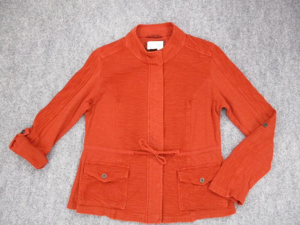 Anthropologie Jacket Womens Medium Rust Saturday Sunday Zip Drawstring Waist